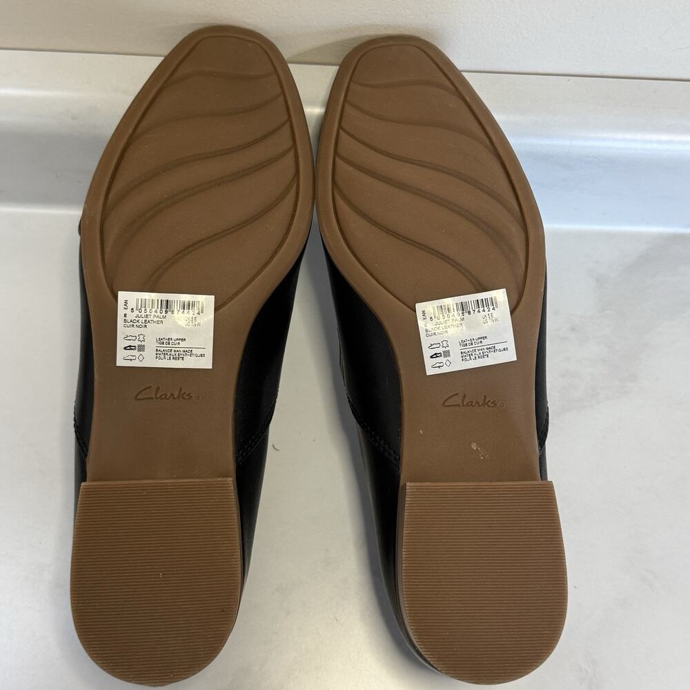 Clarks Juliet Palm Leather Slip On Women’s Size 7.5W Black Casual Loafers NEW - Picture 6 of 9